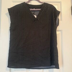 NWT Black and White Striped V-Neck Top